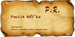 Pavlik Réka névjegykártya